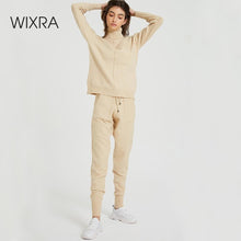 Load image into Gallery viewer, Wixra Women's Sweater Suits and Sets Turtleneck Long Sleeve Knitted Sweaters+Pockets Long Trousers 2PCS Sets Winter Costume